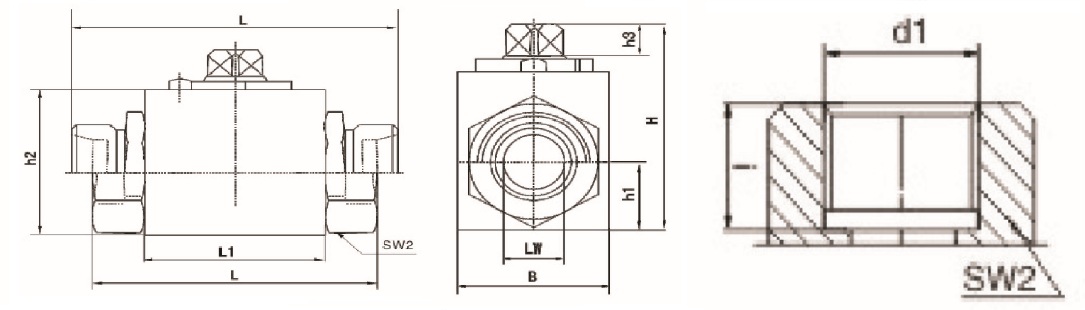 Гидравлический 2-х ходовой шаровой кран KHB-BSP1/4 (DN6) без отверстий
